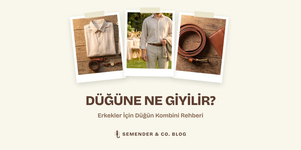 Düğüne ne giyilir rehberi kapak görseli: erkek gömleği, deri kemer ve kır düğünü kombini