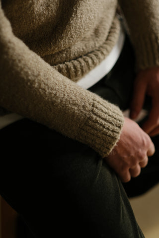 Bukle Dokulu Bisiklet Yaka Triko Kazak