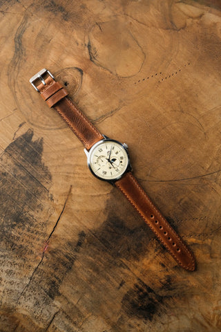 Çift Katlı Dolgulu Deri Saat Kordonu