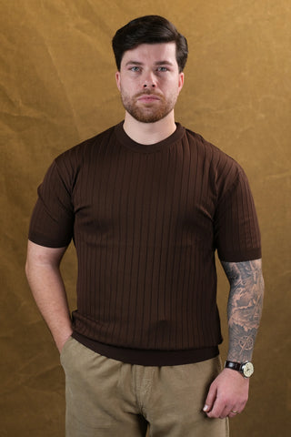 Çizgili Triko Erkek T-Shirt | Bisiklet Yaka