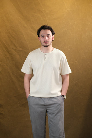 Düğmeli Bisiklet Yaka Erkek T-Shirt