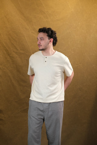 Düğmeli Bisiklet Yaka Erkek T-Shirt