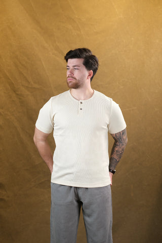 Düğmeli Bisiklet Yaka Erkek T-Shirt