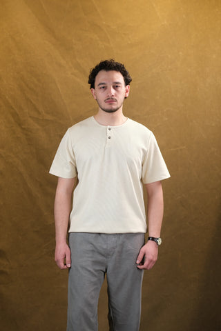 Düğmeli Bisiklet Yaka Erkek T-Shirt