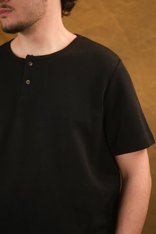 Düğmeli Bisiklet Yaka Erkek T-Shirt