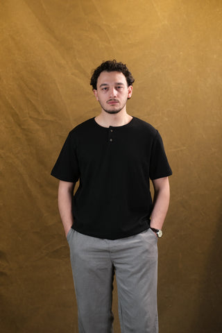 Düğmeli Bisiklet Yaka Erkek T-Shirt