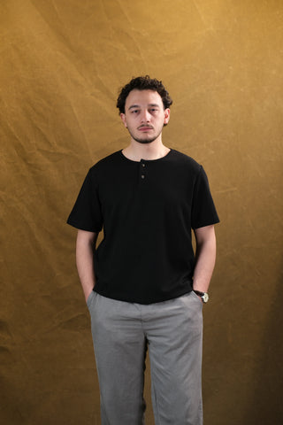 Düğmeli Bisiklet Yaka Erkek T-Shirt