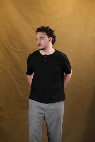 Düğmeli Bisiklet Yaka Erkek T-Shirt