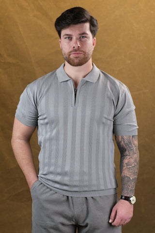 Fermuarlı Polo Yaka Triko Erkek T-Shirt | Regular Fit