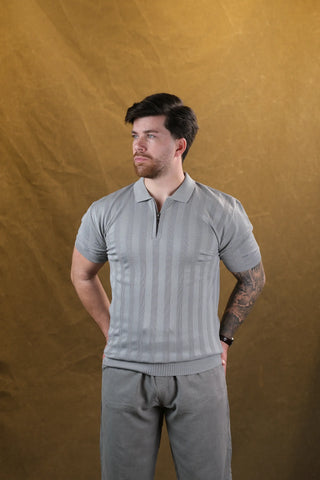 Fermuarlı Polo Yaka Triko Erkek T-Shirt | Regular Fit