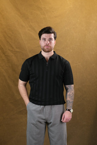 Fermuarlı Polo Yaka Triko Erkek T-Shirt | Regular Fit