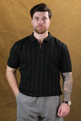Fermuarlı Polo Yaka Triko Erkek T-Shirt | Regular Fit
