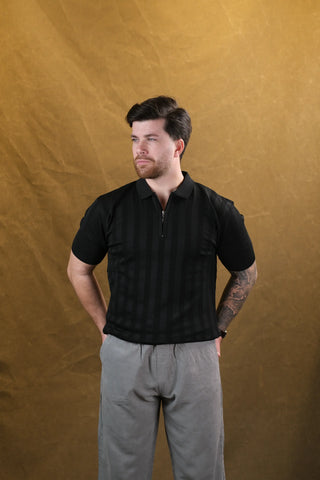 Fermuarlı Polo Yaka Triko Erkek T-Shirt | Regular Fit