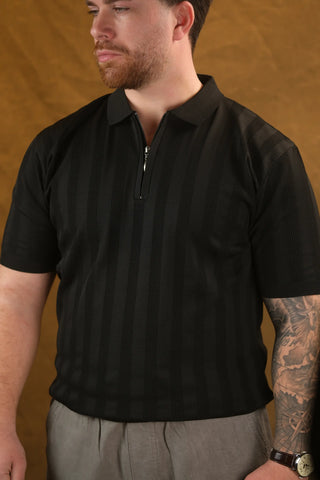 Fermuarlı Polo Yaka Triko Erkek T-Shirt | Regular Fit