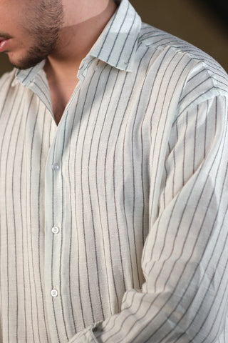 İnce Dokuma Çizgili Erkek Gömlek | Regular Fit