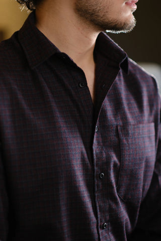 İnce Kareli Pamuklu Ekose Gömlek