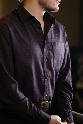 İnce Kareli Pamuklu Ekose Gömlek