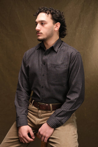 İnce Kareli Pamuklu Ekose Gömlek