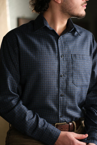 İnce Kareli Pamuklu Ekose Gömlek