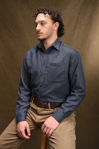 İnce Kareli Pamuklu Ekose Gömlek