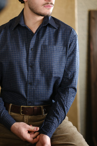 İnce Kareli Pamuklu Ekose Gömlek