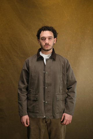 Kadife Yaka 4 Cepli %100 Pamuk Uzun Kot Ceket