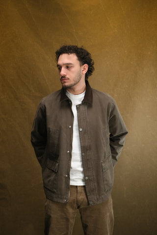 Kadife Yaka 4 Cepli %100 Pamuk Uzun Kot Ceket