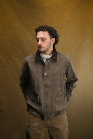 Kadife Yaka 4 Cepli %100 Pamuk Uzun Kot Ceket