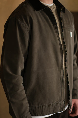 Kadife Yaka Fermuarlı %100 Pamuk Kot Ceket