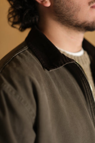 Kadife Yaka Fermuarlı %100 Pamuk Kot Ceket