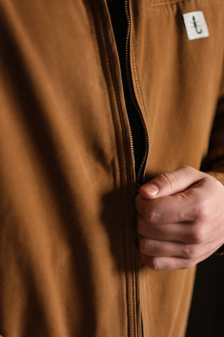 Kadife Yaka Fermuarlı %100 Pamuk Kot Ceket