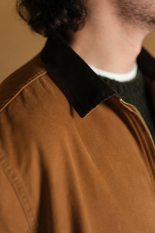 Kadife Yaka Fermuarlı %100 Pamuk Kot Ceket