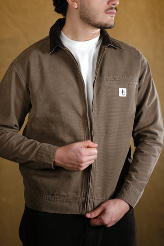 Kadife Yaka Fermuarlı %100 Pamuk Kot Ceket