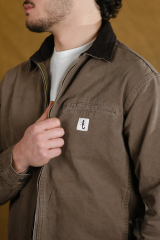 Kadife Yaka Fermuarlı %100 Pamuk Kot Ceket