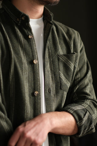 Pamuklu Çizgili Kalın Oduncu Gömleği