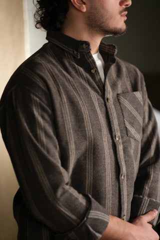 Pamuklu Çizgili Kalın Oduncu Gömleği