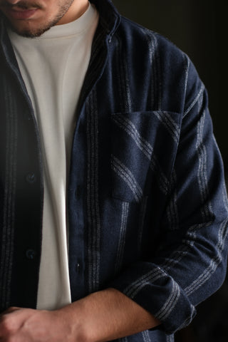 Pamuklu Çizgili Kalın Oduncu Gömleği