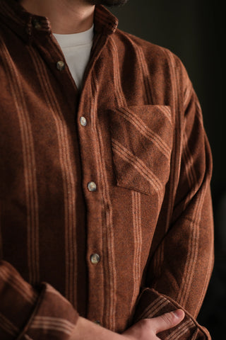 Pamuklu Çizgili Kalın Oduncu Gömleği