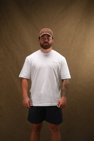 Semender Yazı Nakışlı Oversize T-Shirt - Beyaz