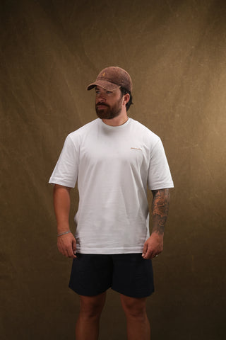 Semender Yazı Nakışlı Oversize T-Shirt - Beyaz
