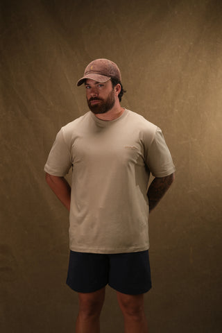 Semender Yazı Nakışlı Oversize T-Shirt - Kum
