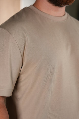Semender Yazı Nakışlı Oversize T-Shirt - Kum