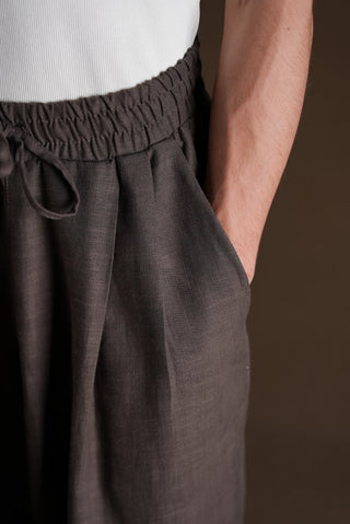 Baggy Kesim Erkek Pantolon | Beli Lastikli - Kahve