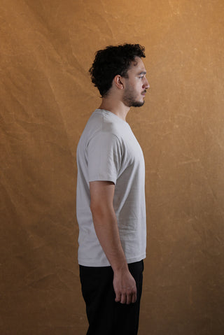 Bisiklet Yaka %100 Pamuk T-Shirt - Gri