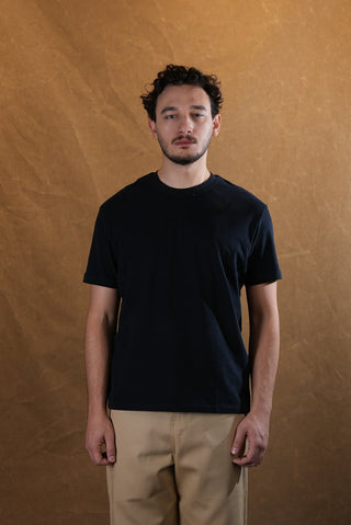 Bisiklet Yaka %100 Pamuk T-Shirt - Lacivert