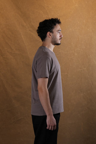 Bisiklet Yaka %100 Pamuk T-Shirt - Vizon