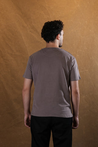 Bisiklet Yaka %100 Pamuk T-Shirt - Vizon