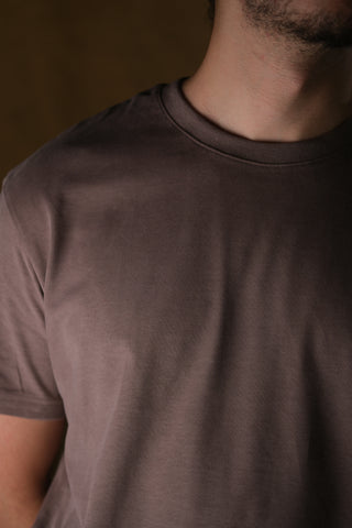 Bisiklet Yaka %100 Pamuk T-Shirt - Vizon
