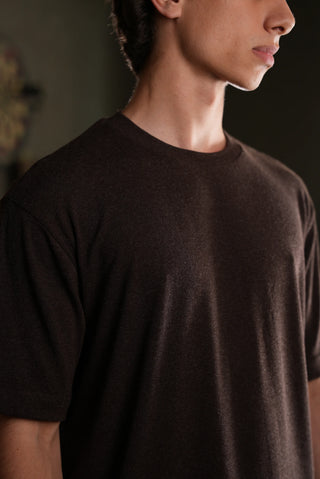 Bisiklet Yaka Triko Erkek T-Shirt | Regular Fit - Kahve