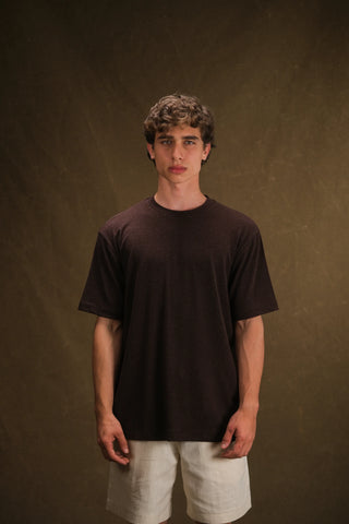 Bisiklet Yaka Triko Erkek T-Shirt | Regular Fit - Kahve